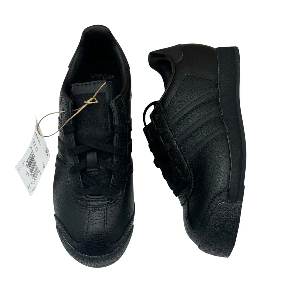 adidas Originals Samoa C Youth Big Boys Girls Leather Sneaker Size 1 Core Black